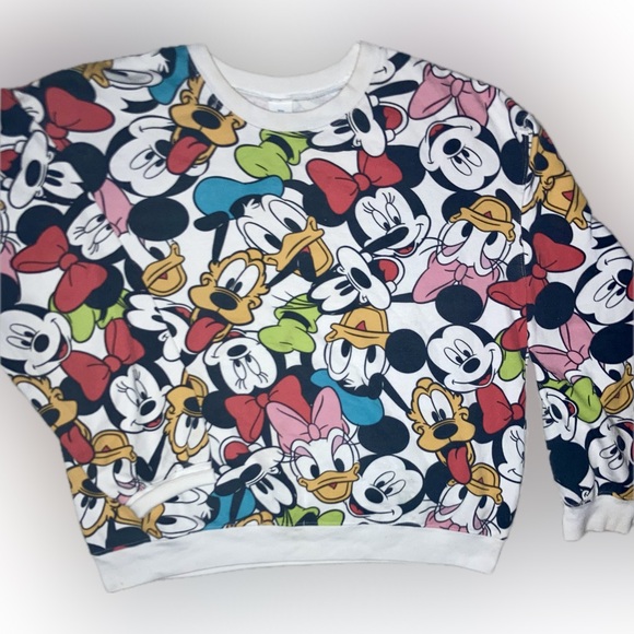 Disney Tops - DISNEY-MICKEY-MOUSE-AND-FRIENDS-ALL-OVER-SWEATER-JUNIORS